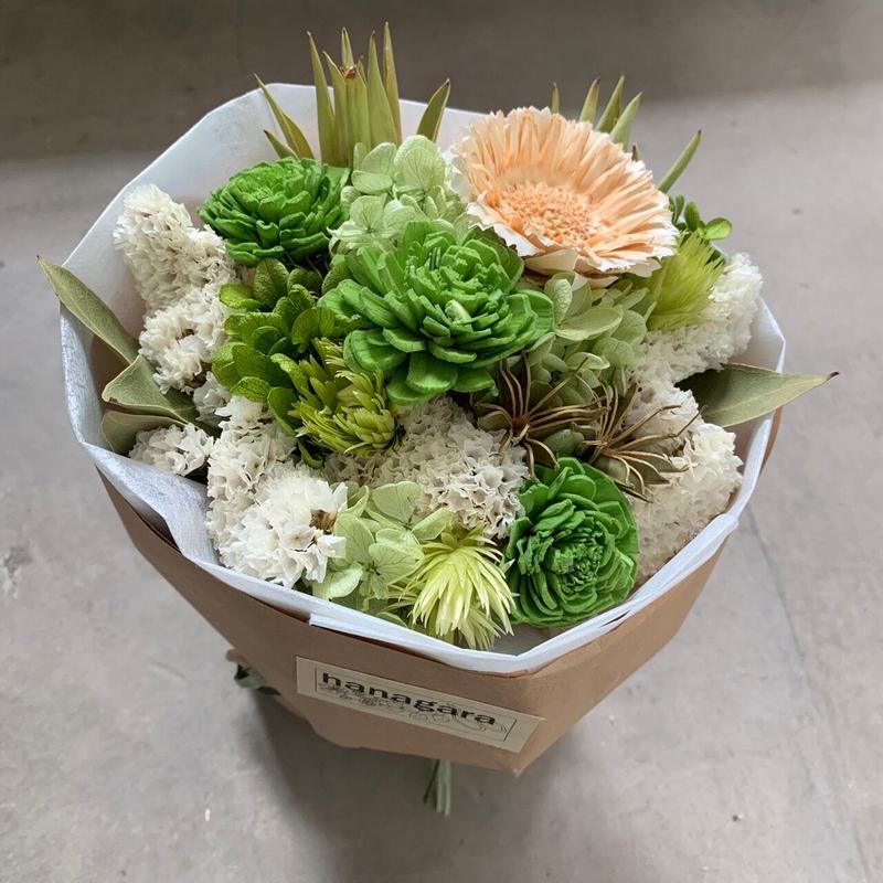 ドライフラワー ブーケ 花束 緑色green ラッピング付き Hanagara Store
