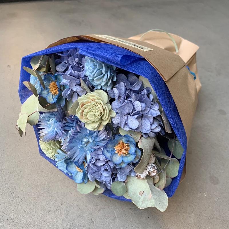 ドライフラワー ブーケ 花束 青色blue ラッピング付き Hanagara Store