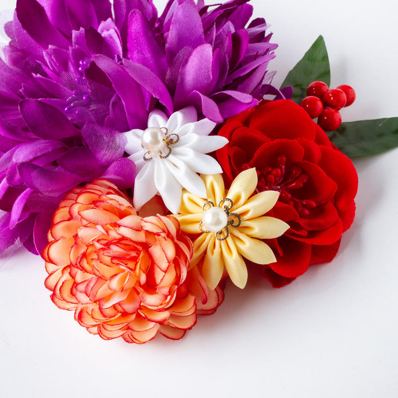 Ha 0353 成人式 卒業式 お花 髪飾り 和風オリジナル髪飾り 紫 つまみ細工 日本製