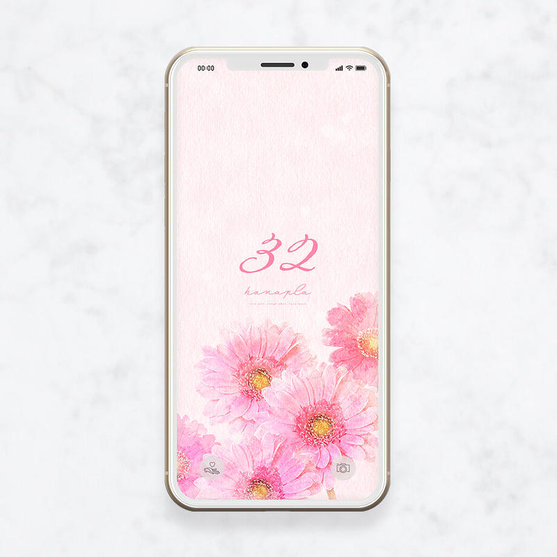 ピンクガーベラと32 恋愛も金運も仕事運も ピンクガーベラと数字の待ち受け画像 おしゃれ