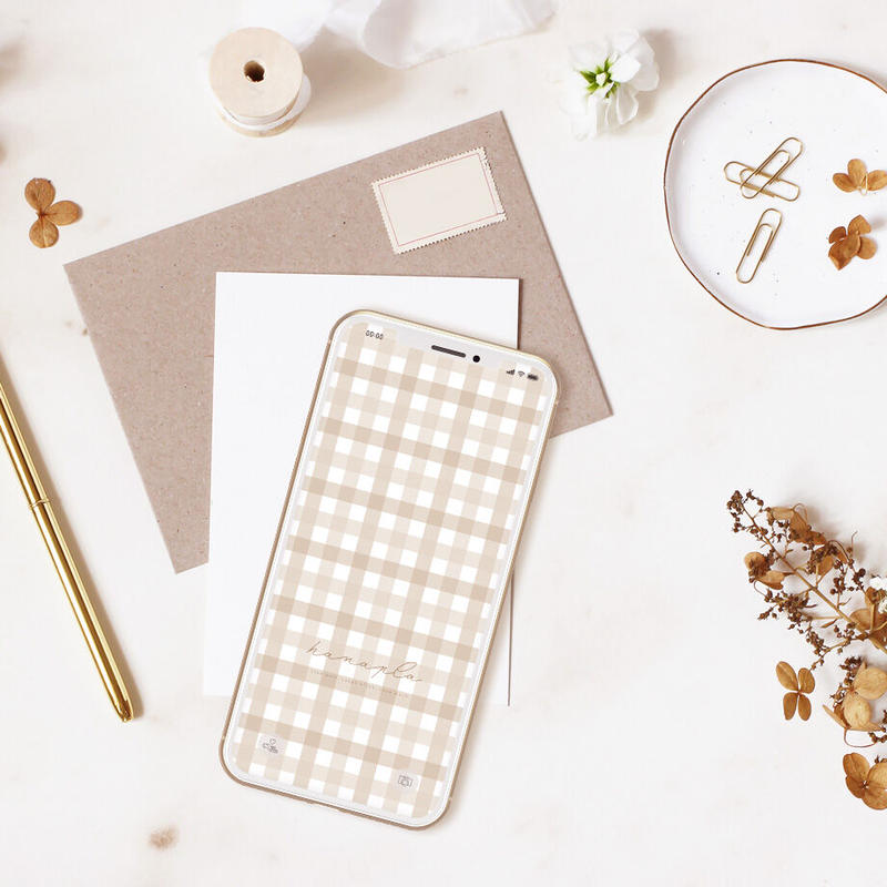 人気のラテカラー 大人っぽいギンガムチェックのスマホ壁紙 Hanapla おしゃれ待ち受