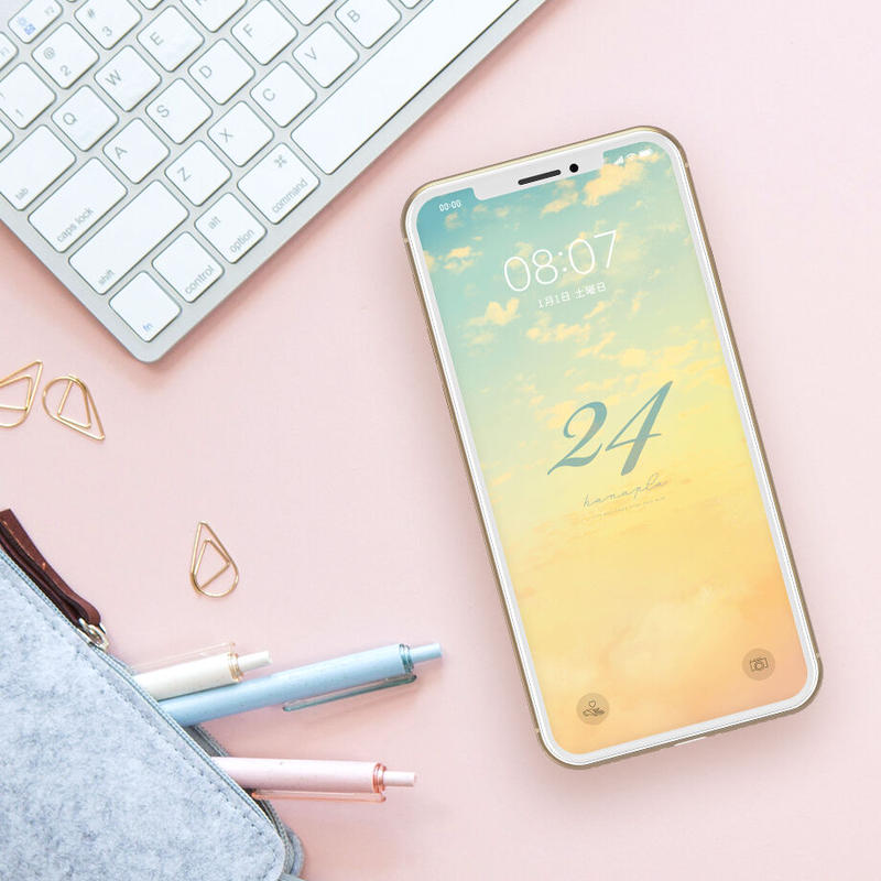 恋愛運 金運アップ ラッキーナンバー２４数字 空グラデーション スマホ壁紙 Hanapla