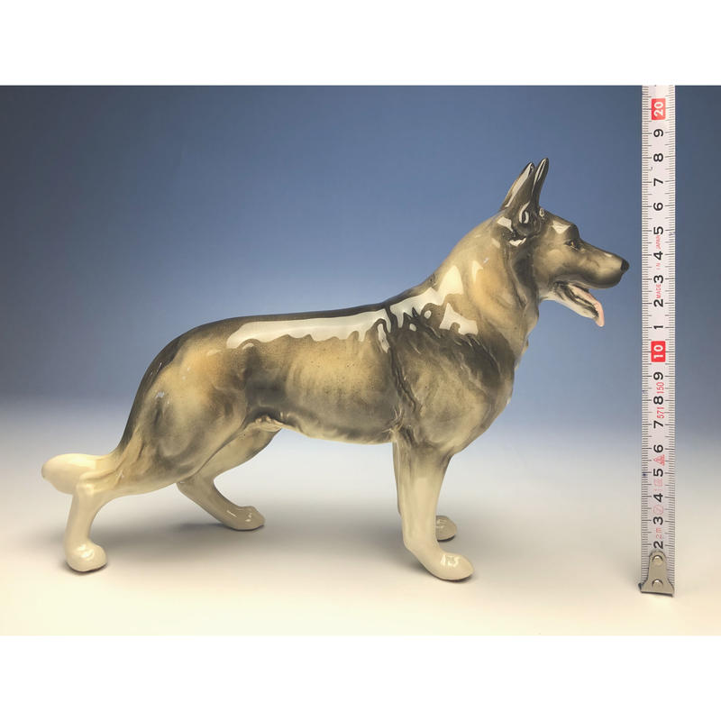 陶器犬置物 ジャーマンシェパード 小 セーブル ウルフグレー Haniibaaz