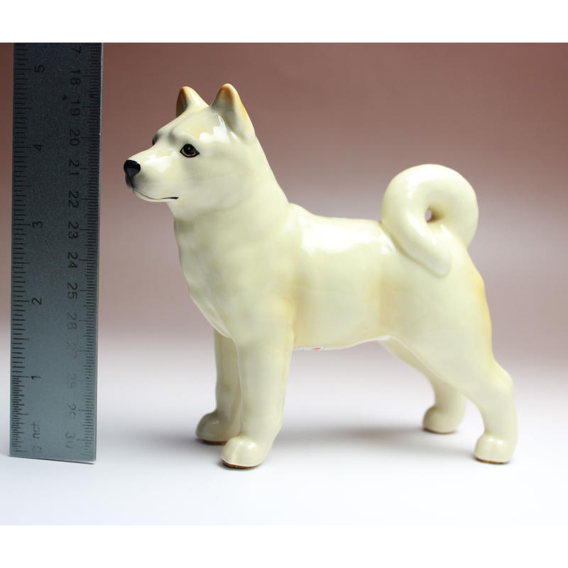 陶器犬置物 柴犬 白 小 立ち姿 Haniibaaz 陶器犬置物 柴犬 白 小 立ち姿 Haniibaaz