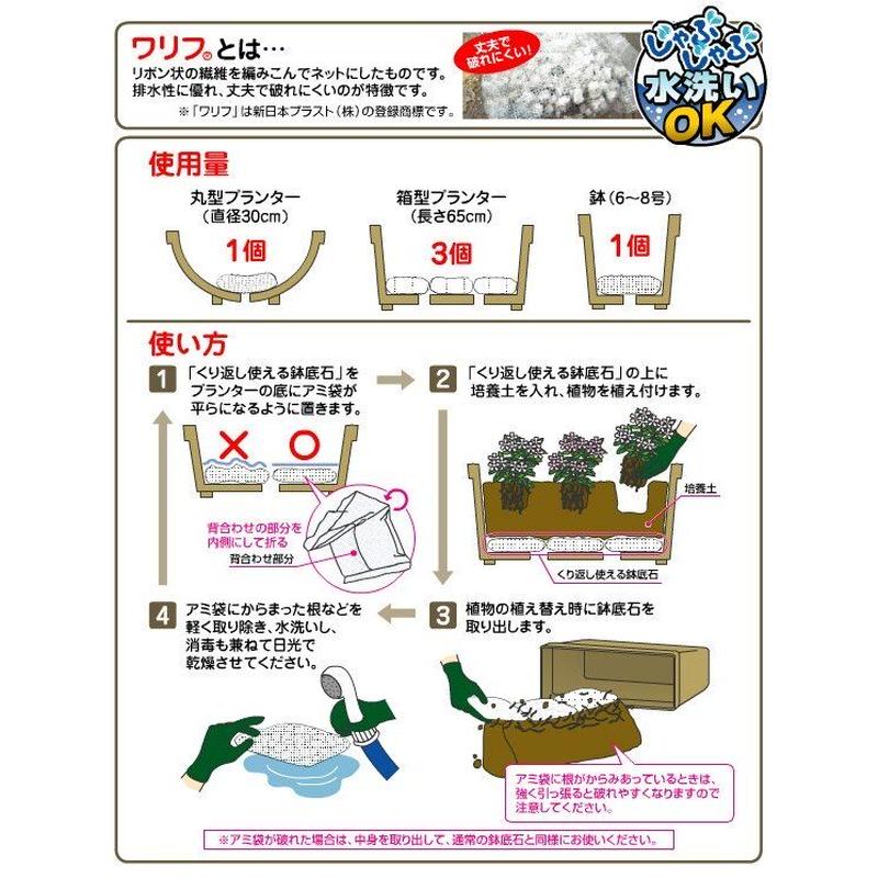 くり返し使える鉢底石アミ袋入 ０ ８ｌ ４個入り 鉢底石 観葉植物 アガベ コーデックスにも
