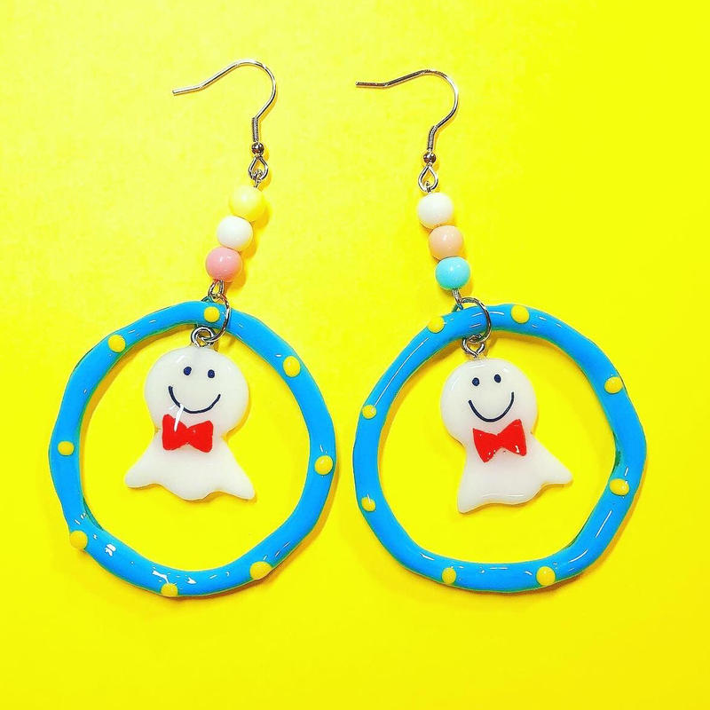 光るてるてるぼうずピアス イヤリング Happy Go Lucky