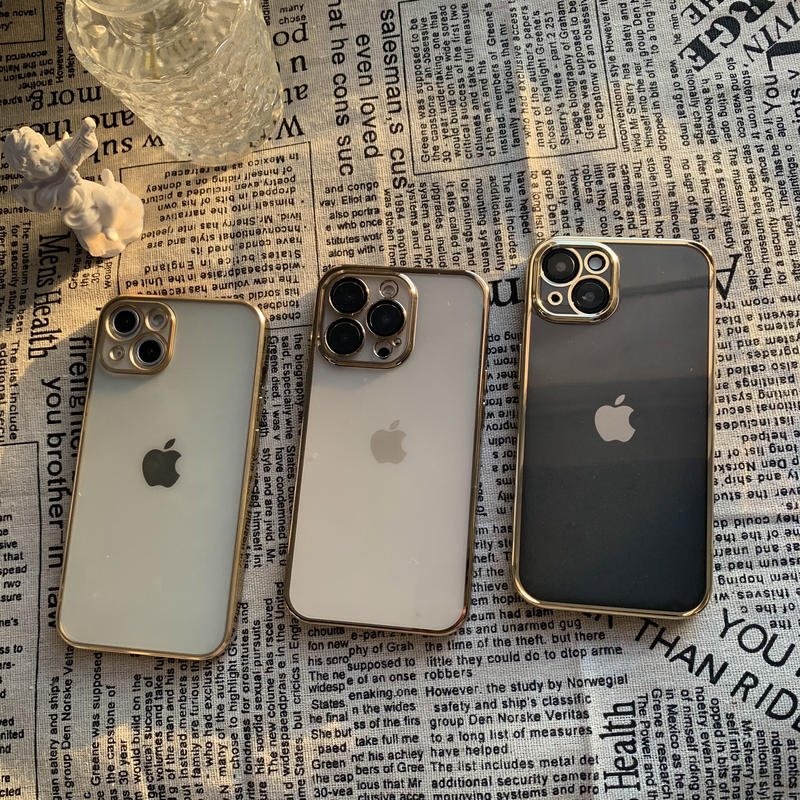 N226 ゴールドサイドカラーiphone14 13ケース サイドカラー カメラレンズフィル