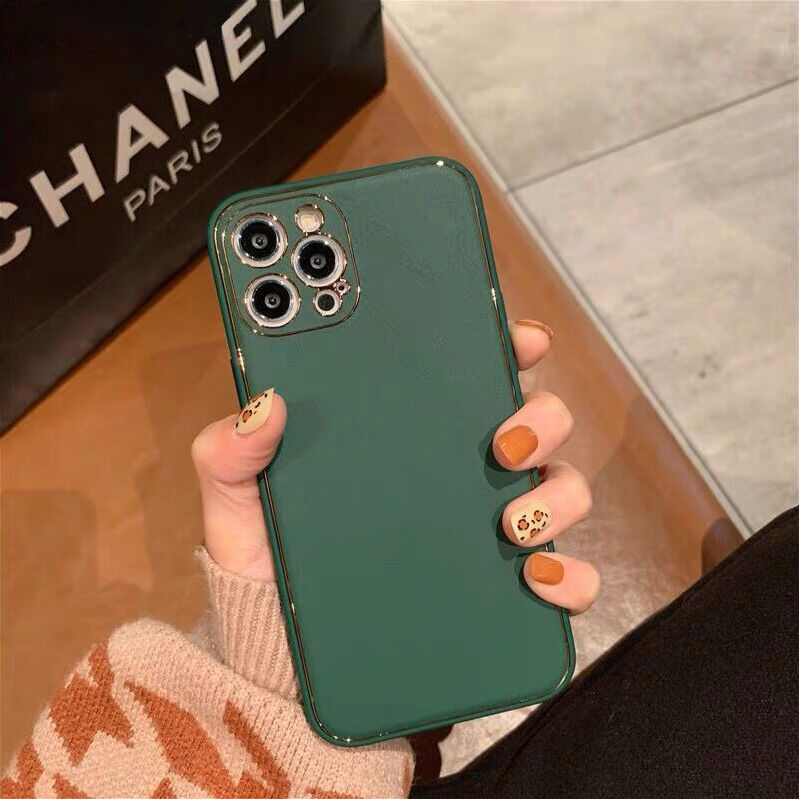 N156 高級感ハードケース 全方位保護電気メッキレザーiphoneケース 草の緑 Ha