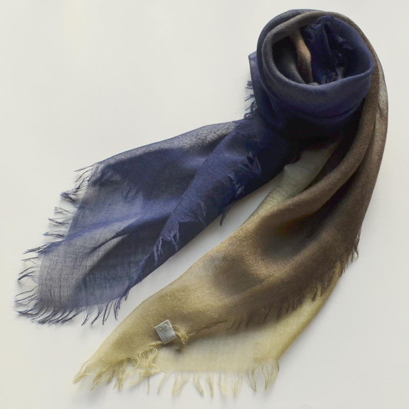 ぼかし染シルクウール ガーゼ Mini 藍 鶸茶 あい ひわちゃ Harukii