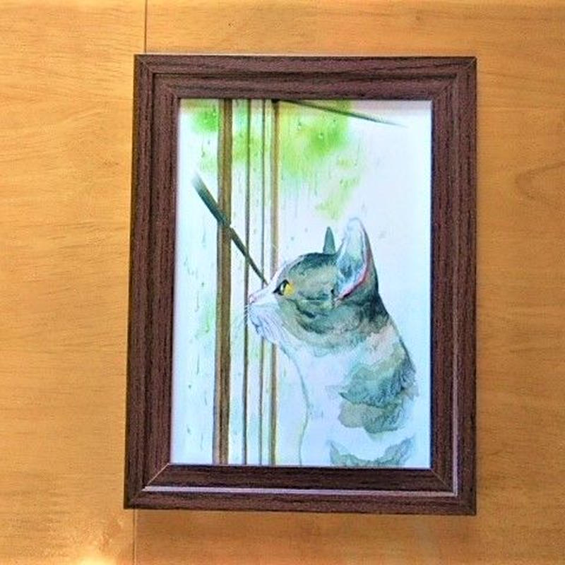 猫の横顔 の多目的メモペーパー イラストフレーム セット ハンドメイド K