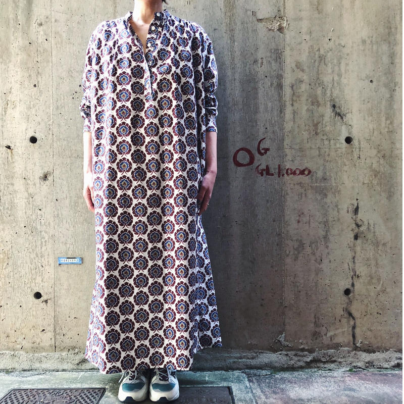 T Yamai Paris リバティモロッコプリントワンピース ワイン系 Havane