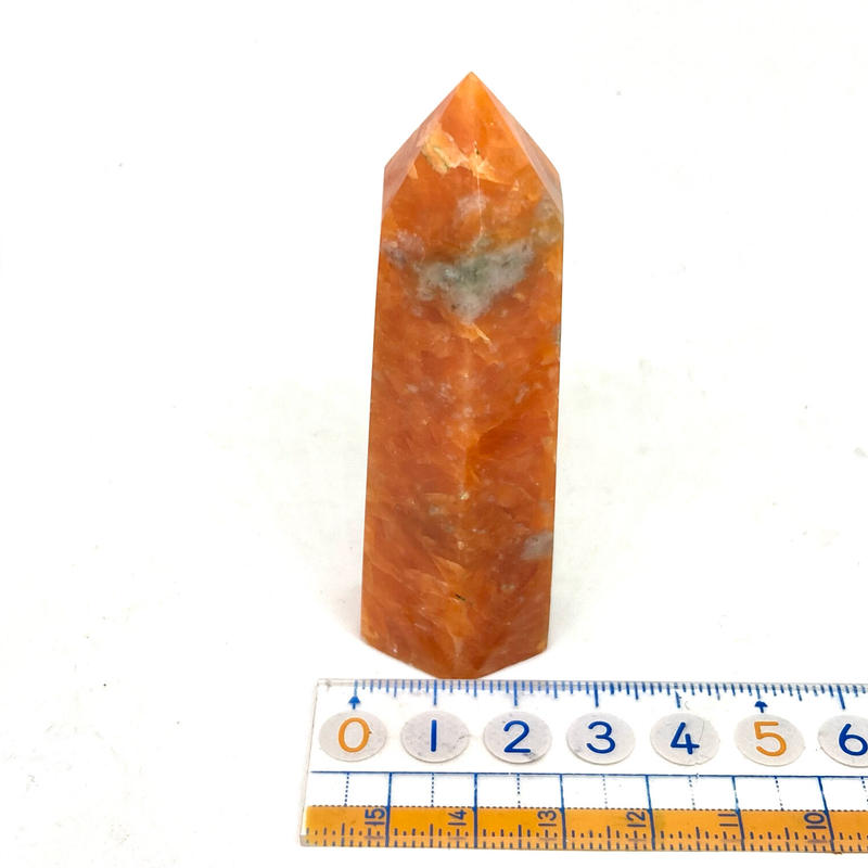 サンストーン ポイント 虹入り 六角柱 鑑賞石 石 置物 オブジェ インテリア