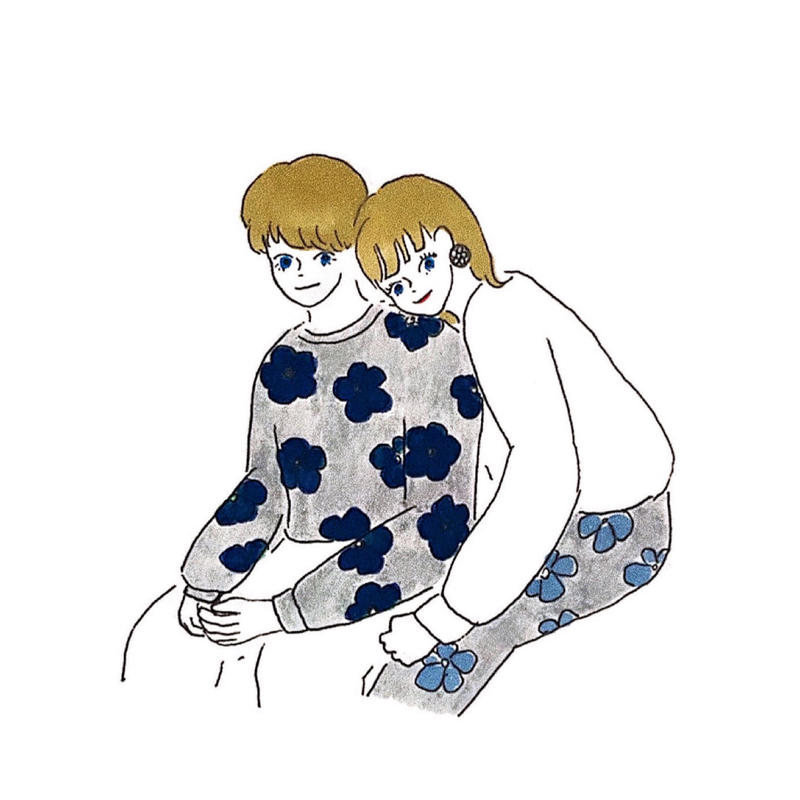 カップルイラスト 白黒 カラー Hiiton