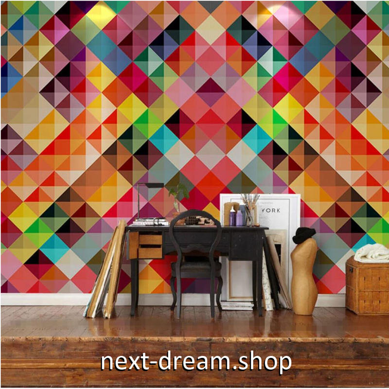 カスタム３d壁紙 1ピース 1m2 モザイク カラフル キャンバス地 サロン クロス張替
