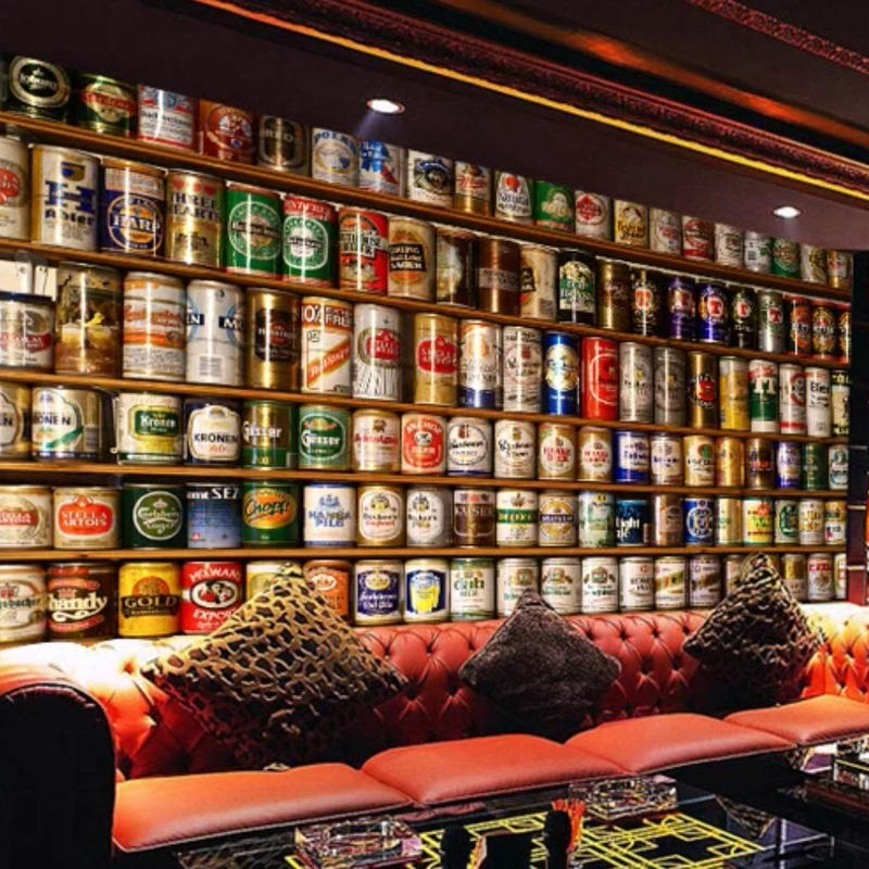 壁紙 棚デザイン 世界の缶ビール バー 1ピース 1 サイズカスタマイズ可能 部屋 リビング