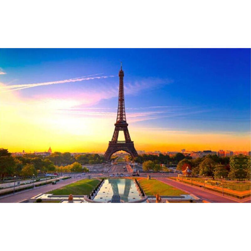 カスタム３d壁紙 1ピース 1m2 エッフェル塔 パリ 夕焼け空 ビール ヨーロッパ カフ