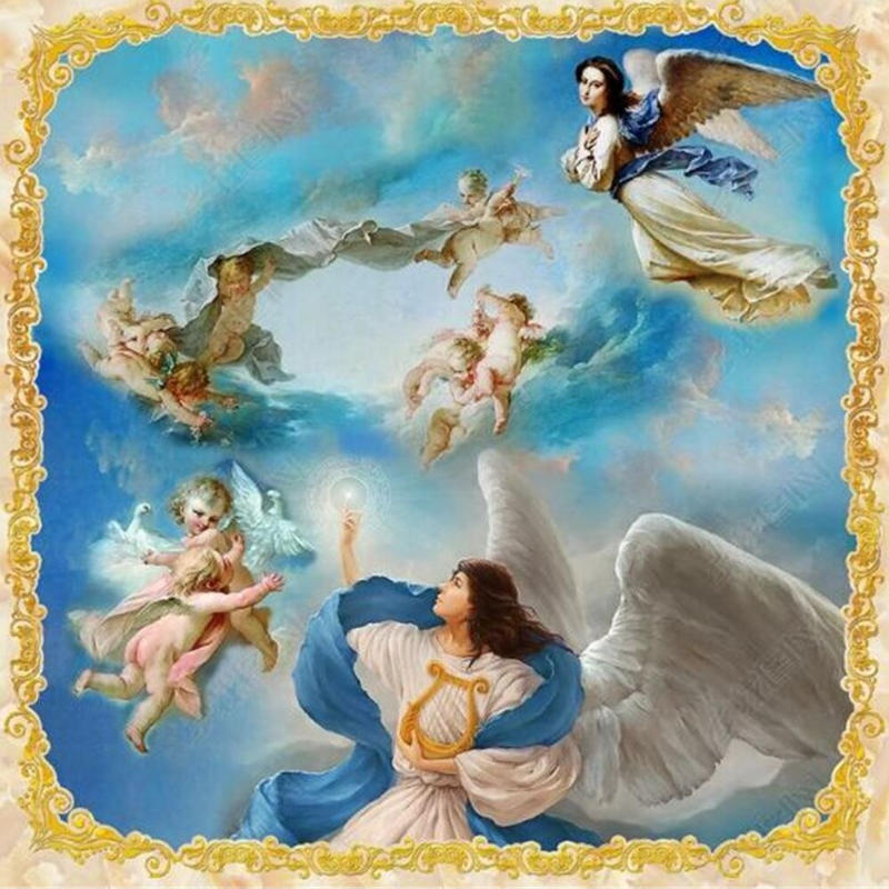 カスタム３d壁紙 1ピース 1m2 天井用 天使 レトロヨーロッパ 教会 子供部屋 キャン