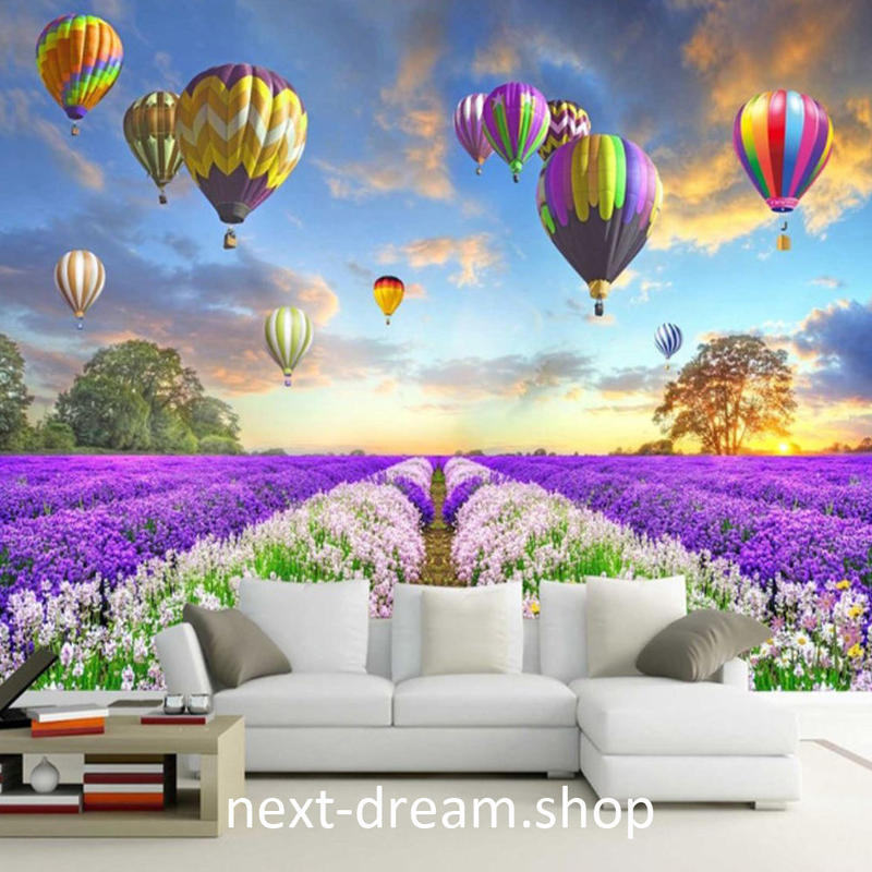 ３d 壁紙 1ピース 1 自然風景 ラベンダー畑の景色 気球 インテリア 装飾 寝室 リビン