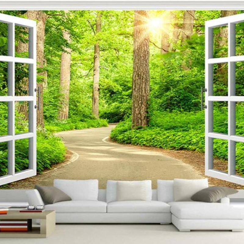 ３d壁紙 1ピース 1 自然風景 窓からの景色 森林 インテリア 寝室 リビング ショップ