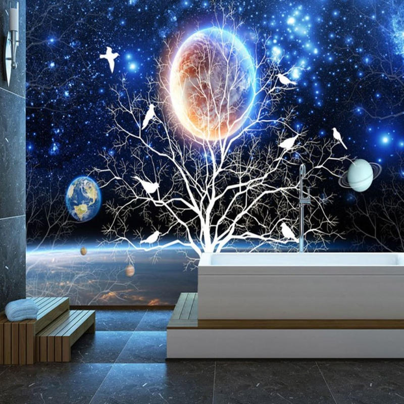 ３d 壁紙 1ピース 1 宇宙 夜空 月 インテリア 装飾 寝室 リビング 耐水 防湿 H0