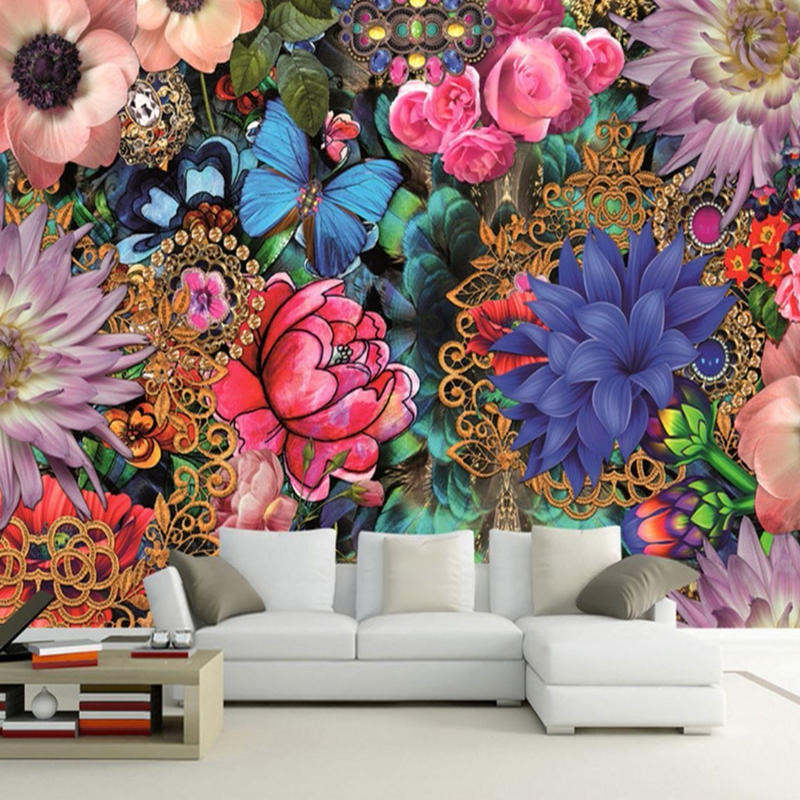 ３d 壁紙 1ピース 1 モダンレトロ 花 蝶々 インテリア 部屋装飾 耐水 防湿 防音 H
