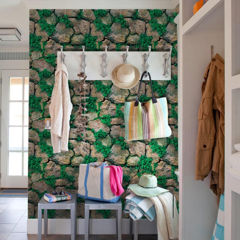 壁紙 45 1000cm 石レンガ レトロ 苔 草 Diy リフォーム インテリア 部屋 キッ