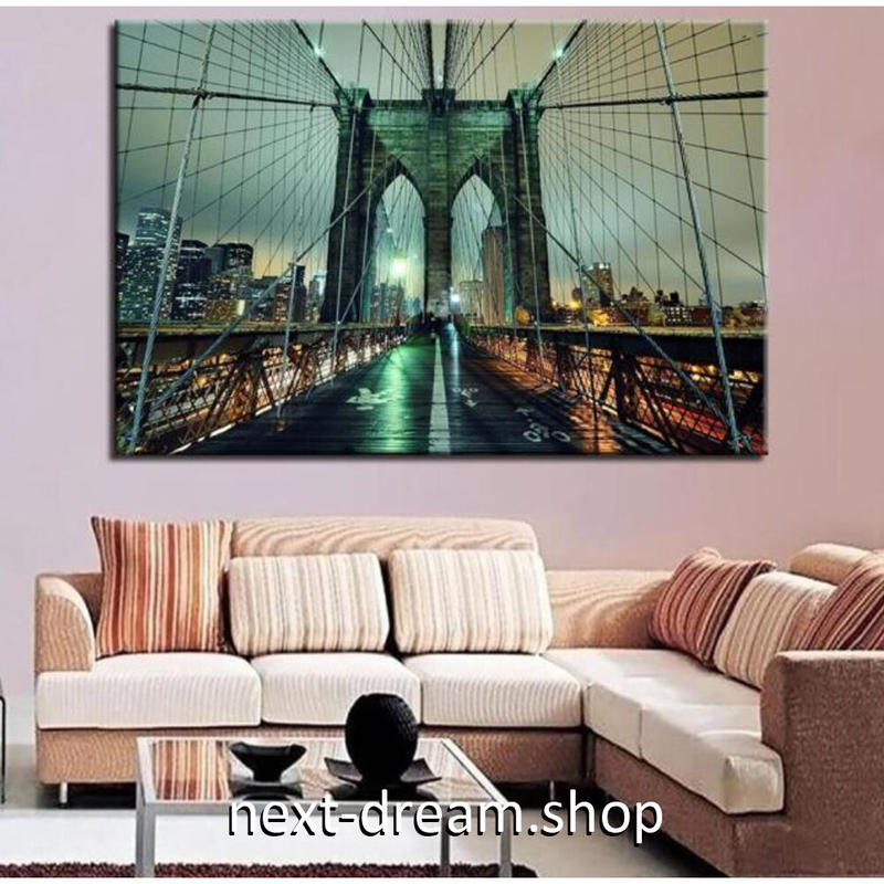 お洒落な壁掛けアートパネル 枠付き 40 60cm 橋 シティ風景 ブリッジ 夜 絵画 部