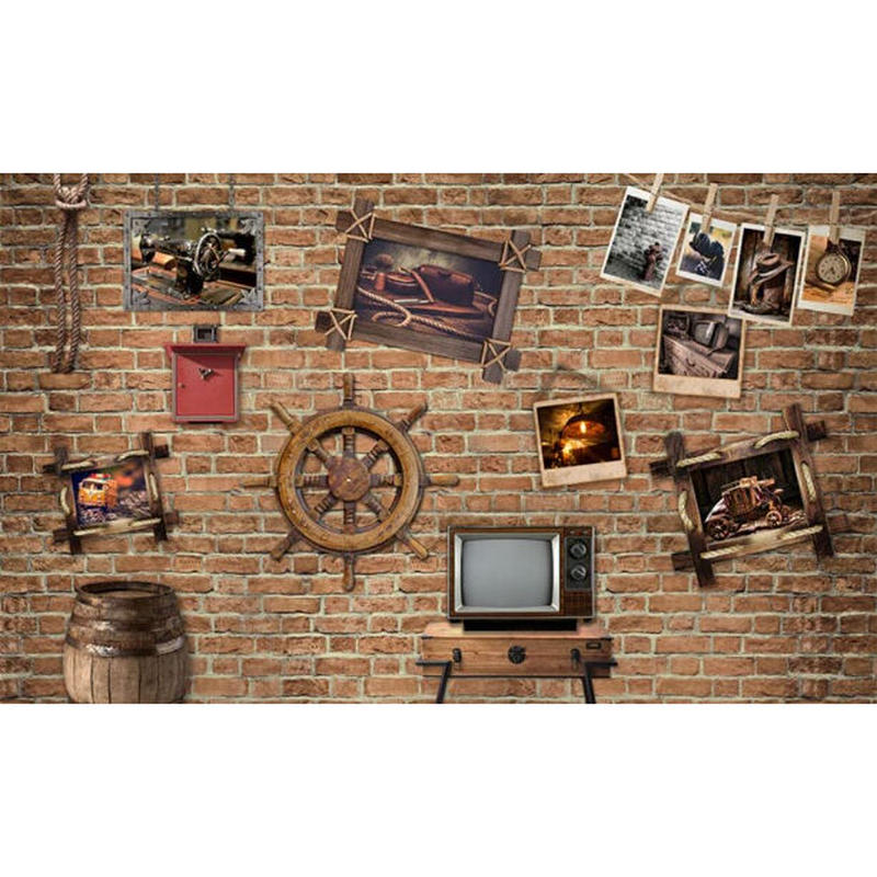 カスタム３d壁紙 立体感 レンガ 写真 ブラウン管 ５d素材 部屋 リビング 寝室 ショップ