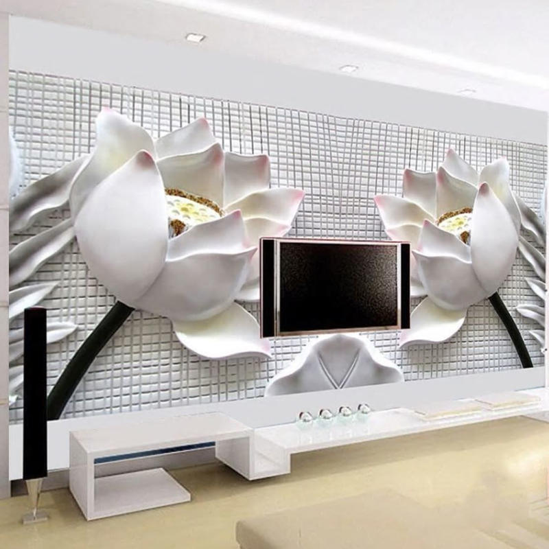 ３d 壁紙 1ピース 1 トリックアート 蓮の花 白 Diy リフォーム インテリア 部屋