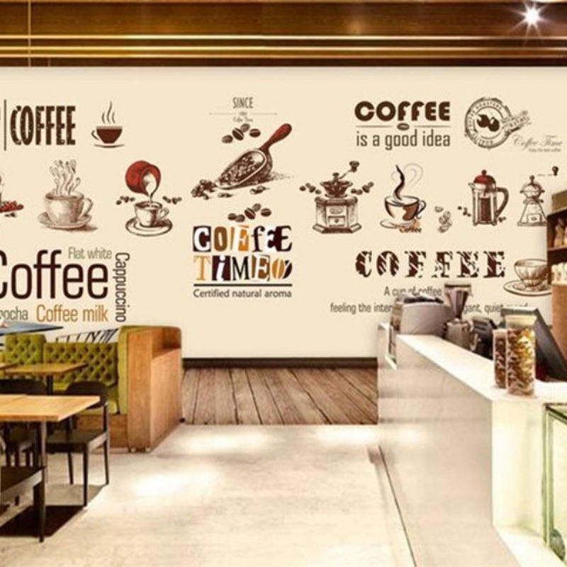 カスタム３d壁紙 1ピース 1 Coffee カフェ 珈琲豆 レトロ感 お店 クロス張替