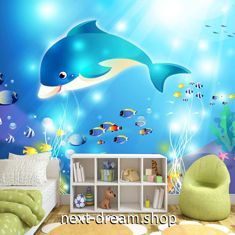 ３d 壁紙 1ピース 1 子供部屋 アニメ画 いるか 海 インテリア 装飾 寝室 リビング