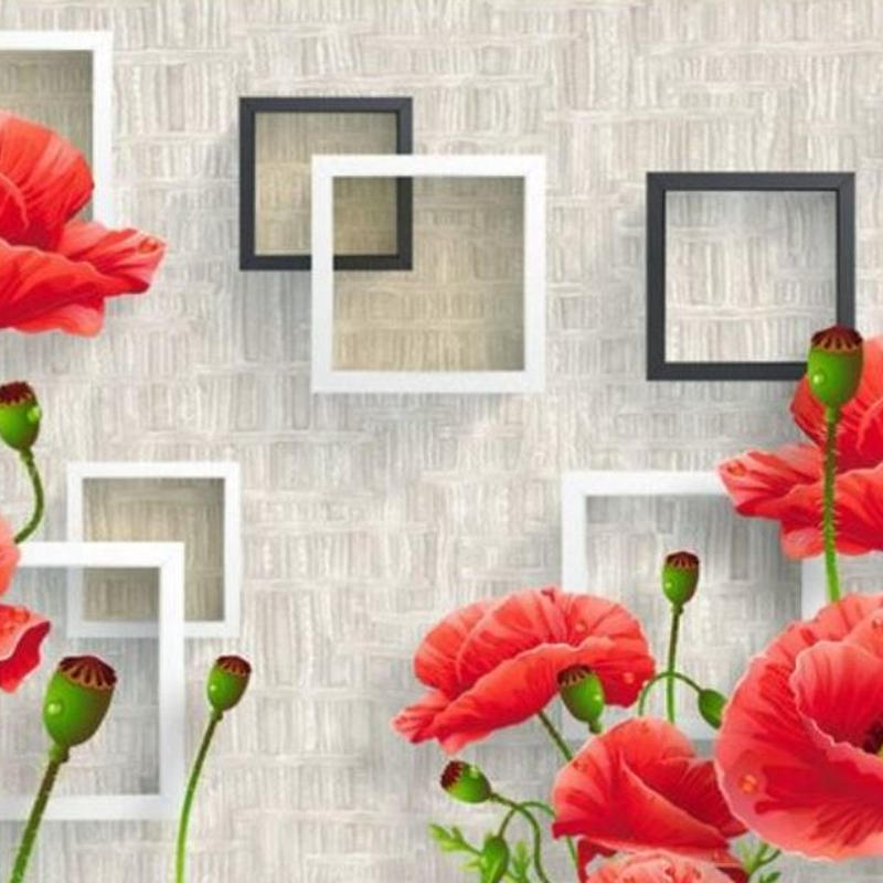 カスタム３d壁紙 1ピース 1 赤い花 立体 キッチン 寝室 リビング クロス張替 リメイク