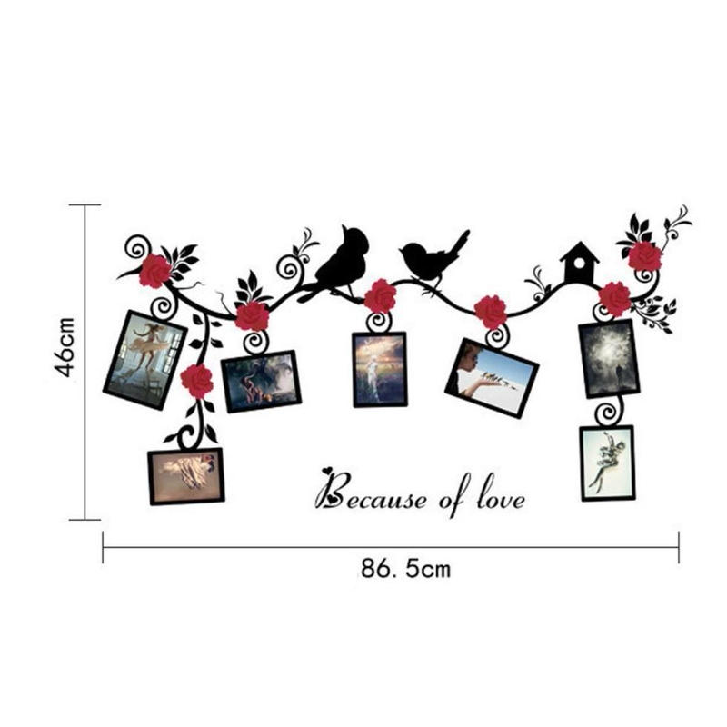 ウォールステッカー 花 つる 薔薇 鳥シルエット 写真 シール おしゃれ Diy 壁 キッ
