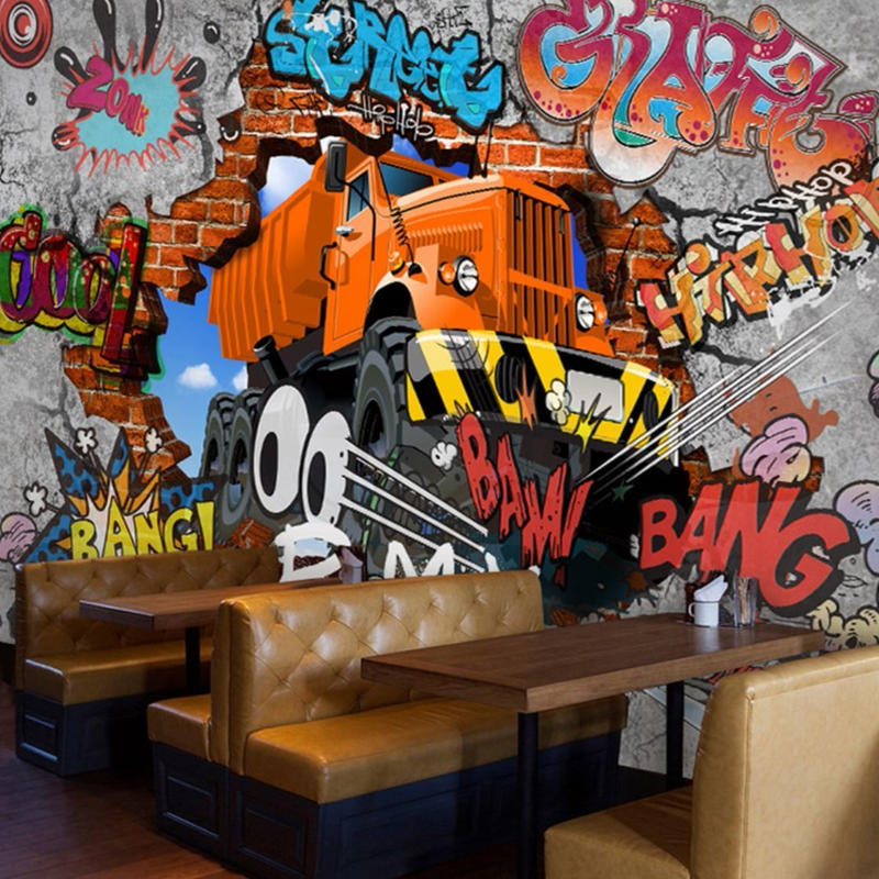 ３d 壁紙 1ピース 1 レンガ ウォールアート 車とロゴ インテリア 装飾 寝室 リビング