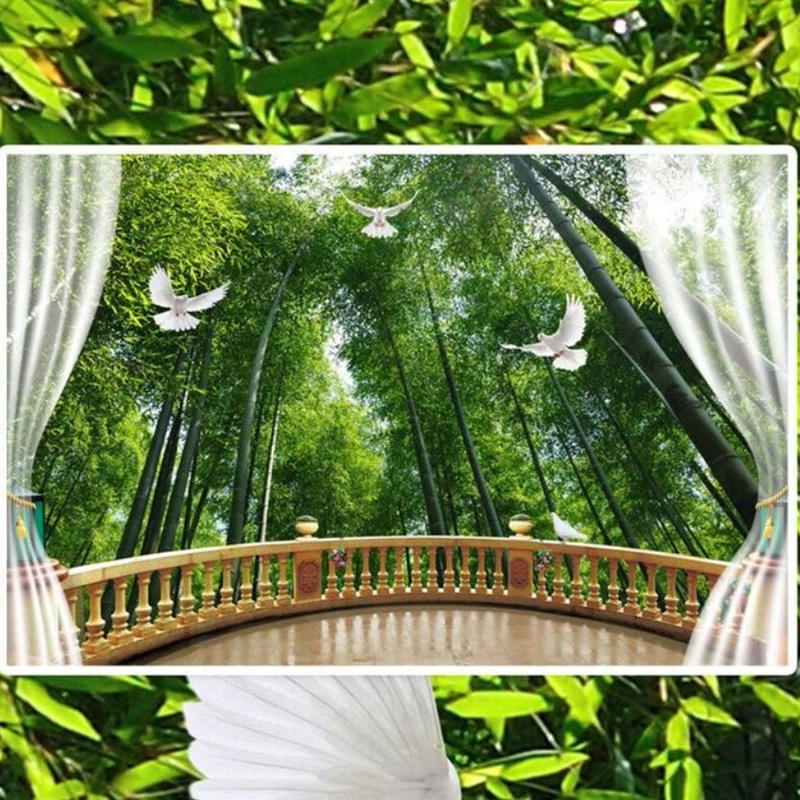 ３d 壁紙 1ピース 1 自然風景 一面緑 植物 竹 森林 癒し効果 立体奥行き空間 リビン