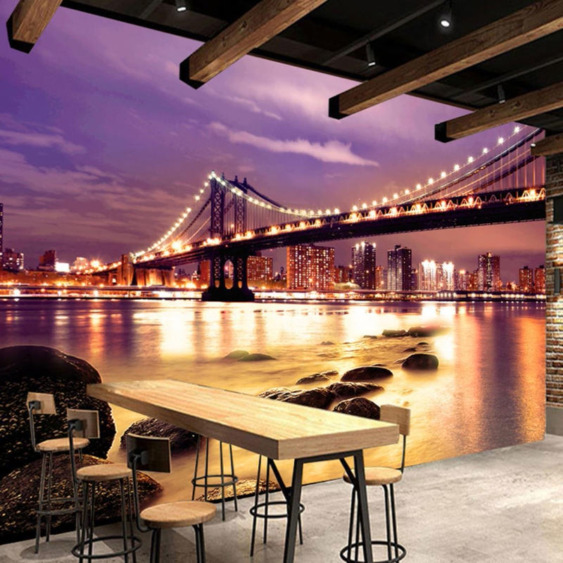 ３d 壁紙 1ピース 1m2 シティの夜景 橋 防カビ 耐水 おしゃれ クロス インテリア 装