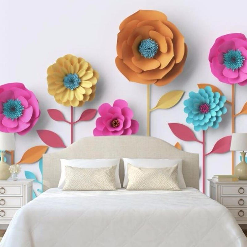 カスタム３d壁紙 1ピース 1 北欧 カラフル 花 立体デザイン おうち時間充実 おしゃれ