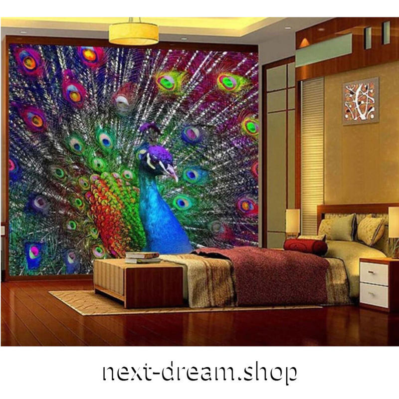 カスタム３d壁紙 1ピース 1m2 孔雀 派手 ショーステージ キャンバス地 レストラン