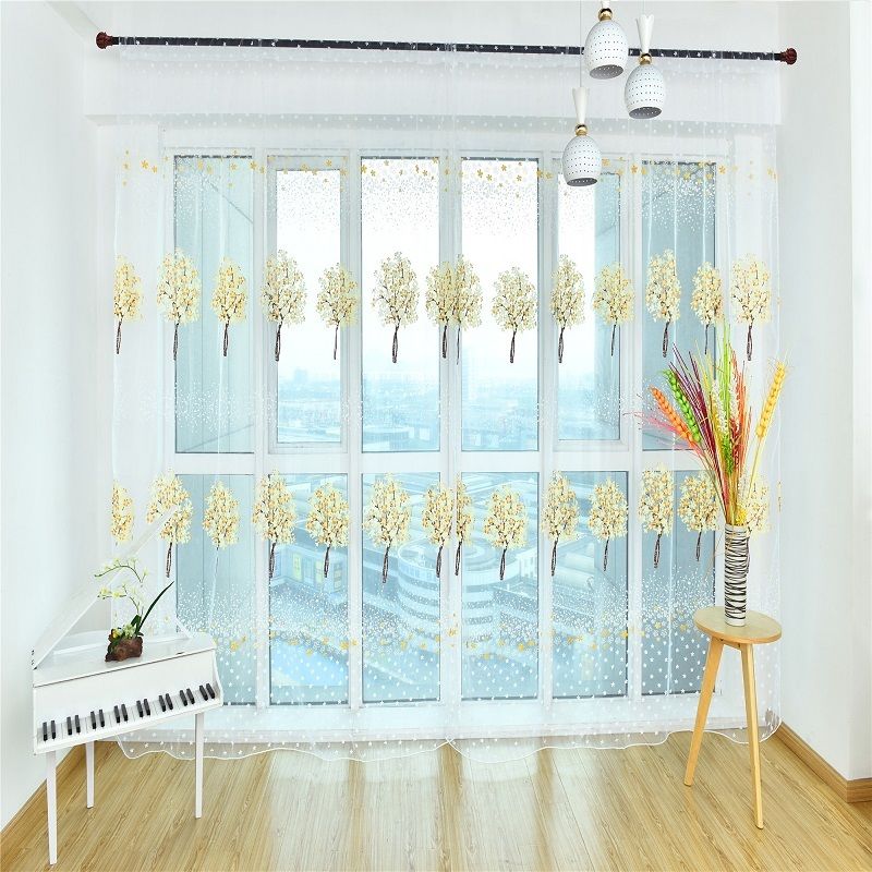 希少 デザイン かわいい カラフル ツリー柄 寝室 リビングルーム レース W100cm H2