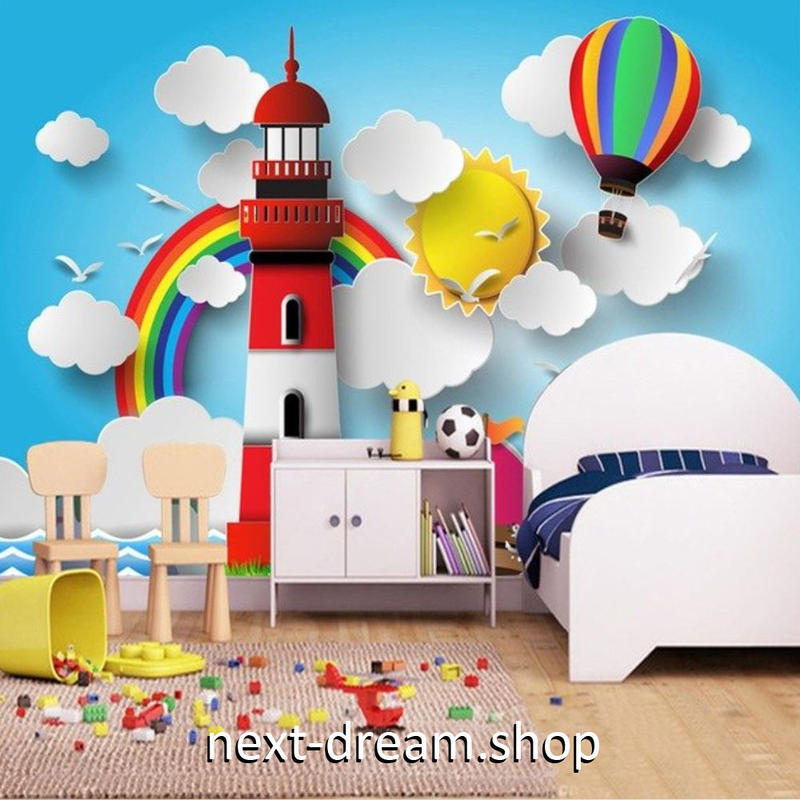 ３d 壁紙 1ピース 1 子供部屋 虹 空 雲 海 太陽 気球 インテリア 装飾 寝室 リビ