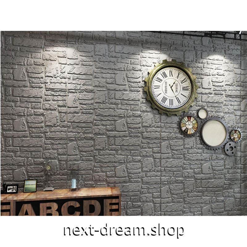 ３d壁紙ステッカー 70 70cm 厚さ７ミリ 10枚セット ３d 石壁デザイン グレー