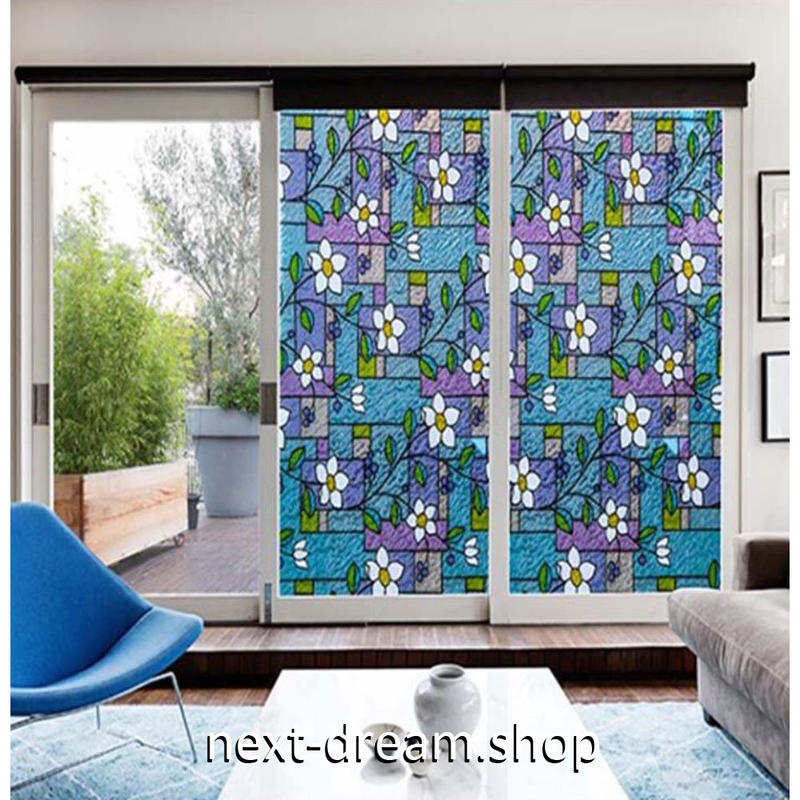 ウィンドウフィルム ガラス ステッカー 窓 92 50cm ステンドグラス 花 浴室 会議室