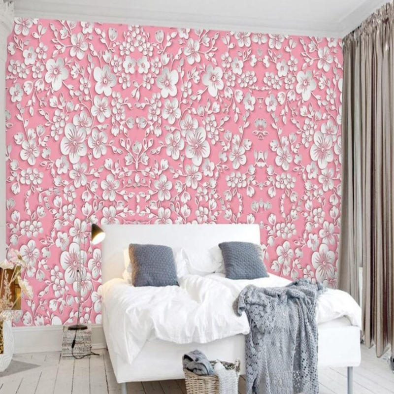 カスタム３d壁紙 1ピース 1 ピンク ホワイト 一面花柄 おうち時間充実 おしゃれ キッチ