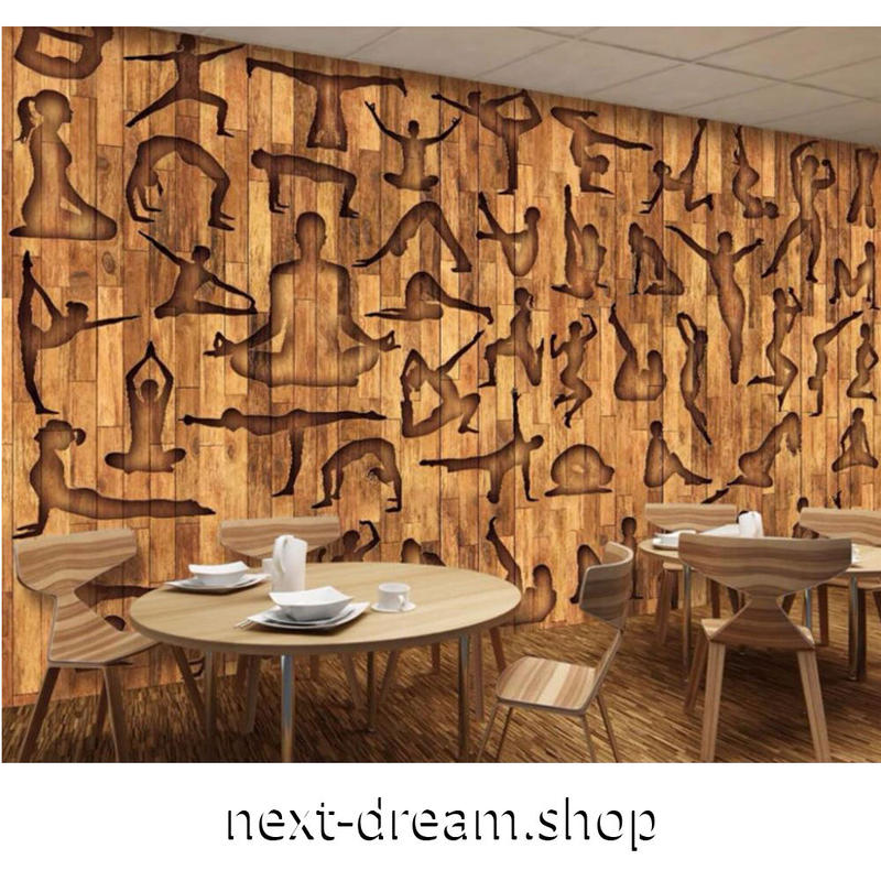 カスタム３d壁紙 1ピース 1 木の板デザイン ジム ヨガ教室 体操 お店 クロス張替