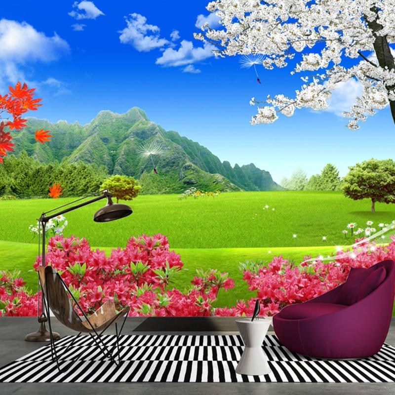 ３d 壁紙 1ピース 1 自然風景 草原の景色 野花 山 癒し インテリア 装飾 寝室 リビ