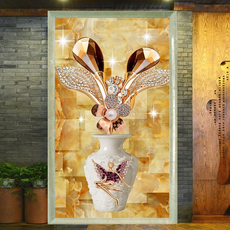 ３d 壁紙 玄関用 1ピース 1 立体花瓶 キラキラ 宝石 インテリア 装飾 部屋 耐水 防