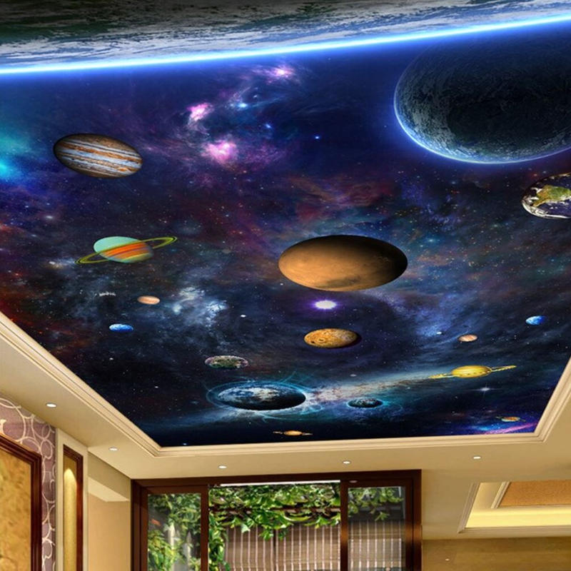 カスタム３d壁紙 1ピース 1m2 天井用 惑星 惑星 土星 木星 子供部屋 キャンバス地