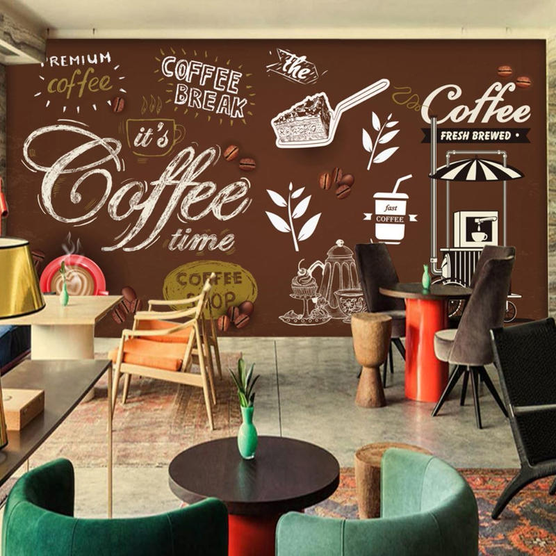 ３d 壁紙 1ピース 1 北欧モダン Coffee カフェ 手書き インテリア 部屋装飾 耐