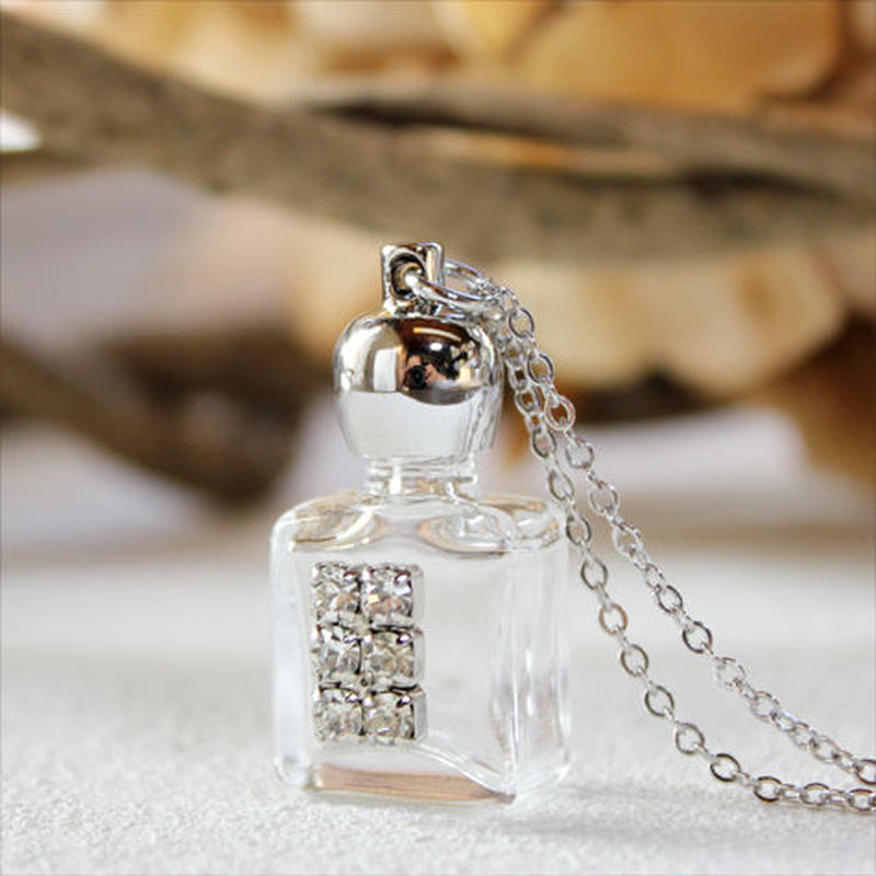 アロマペンダント ネックレス60cm 穴開きキャップ スクエアー ストーンダブル Sv ネッ