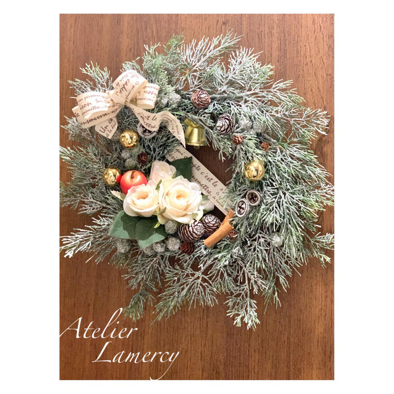クリスマスリース 白 Atelier Lamercy